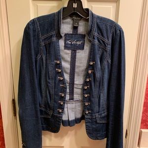 Military style denim jacket